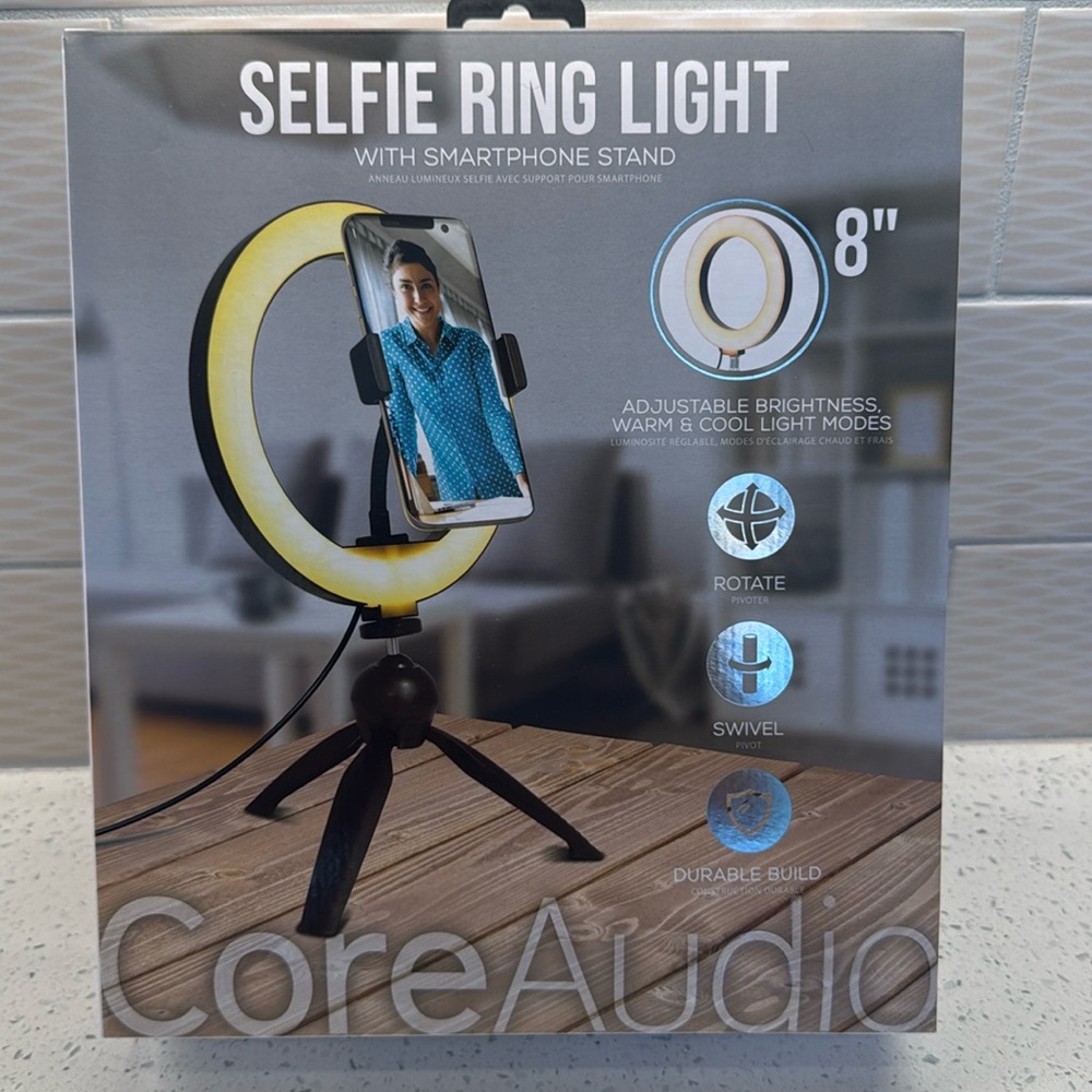 🎈Core Audio Selfie 8” Ring Light with Smartphone Stand, NIP